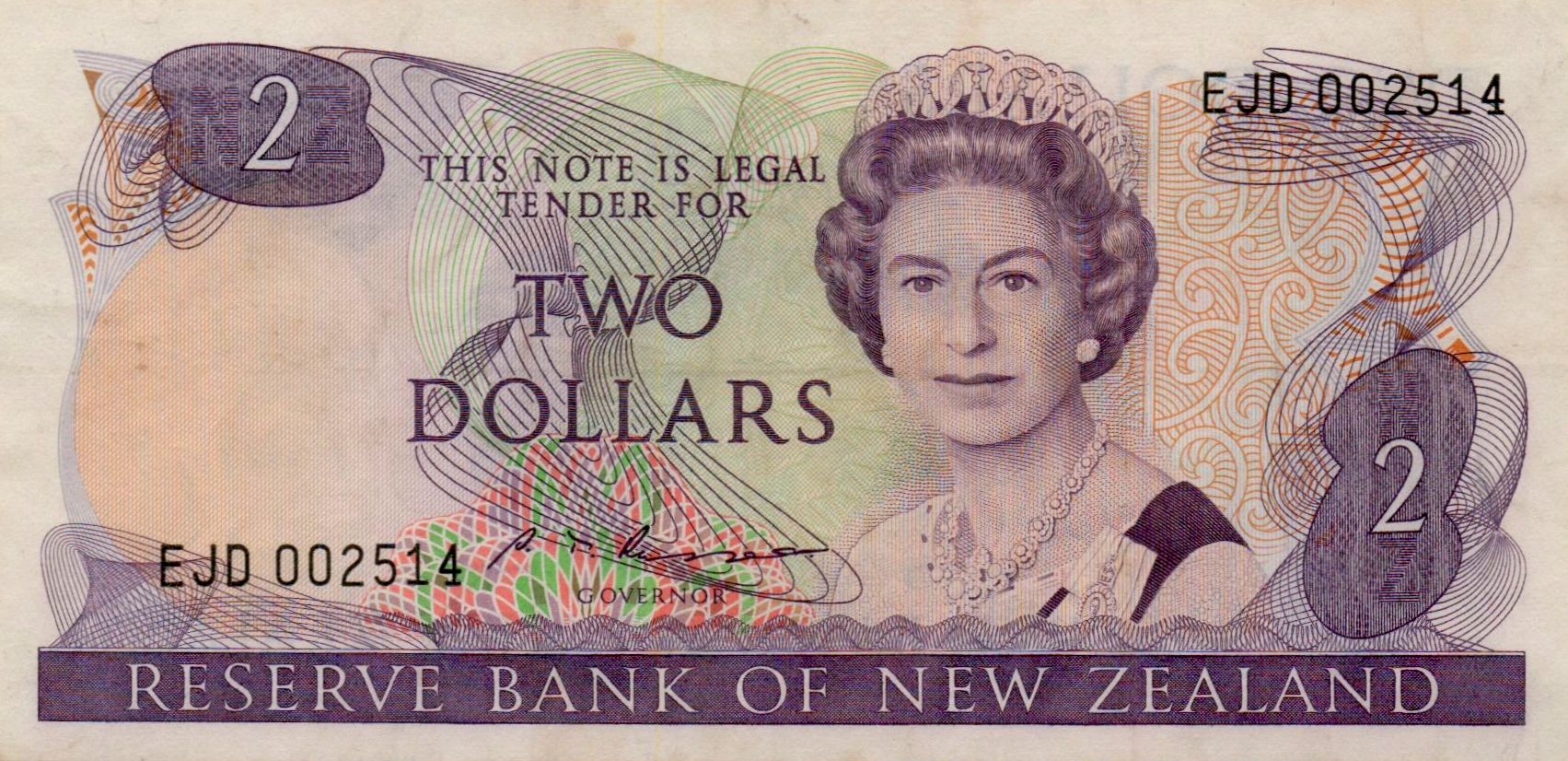 New Zealand 2 1981 UNC- P-170/b <b>[Low Serial#00XXXX]</b>